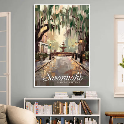 Savannah Historic District Charm Sitting Room - White Canvas Wall Art