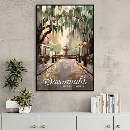 Savannah Historic District Charm Sitting Room - Black Canvas Wall Art