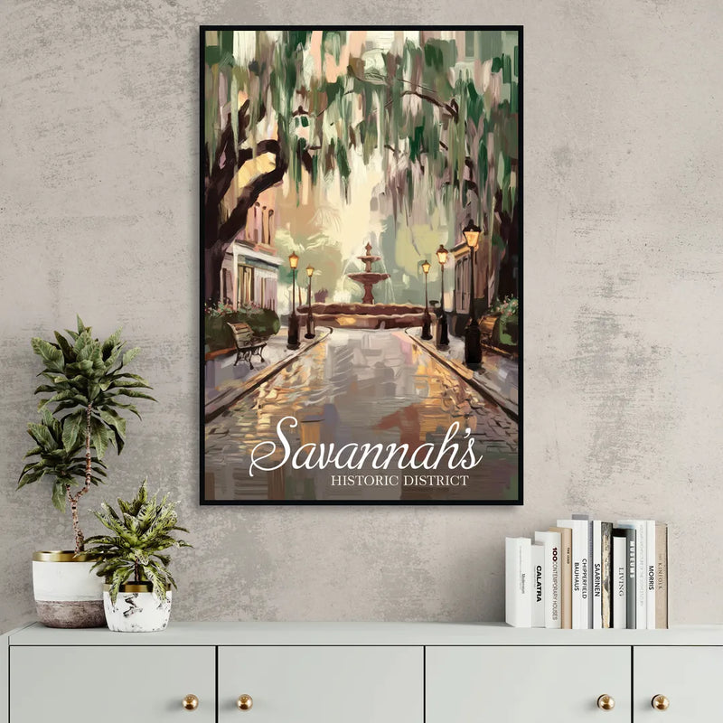 Savannah Historic District Charm Sitting Room - Black Canvas Wall Art