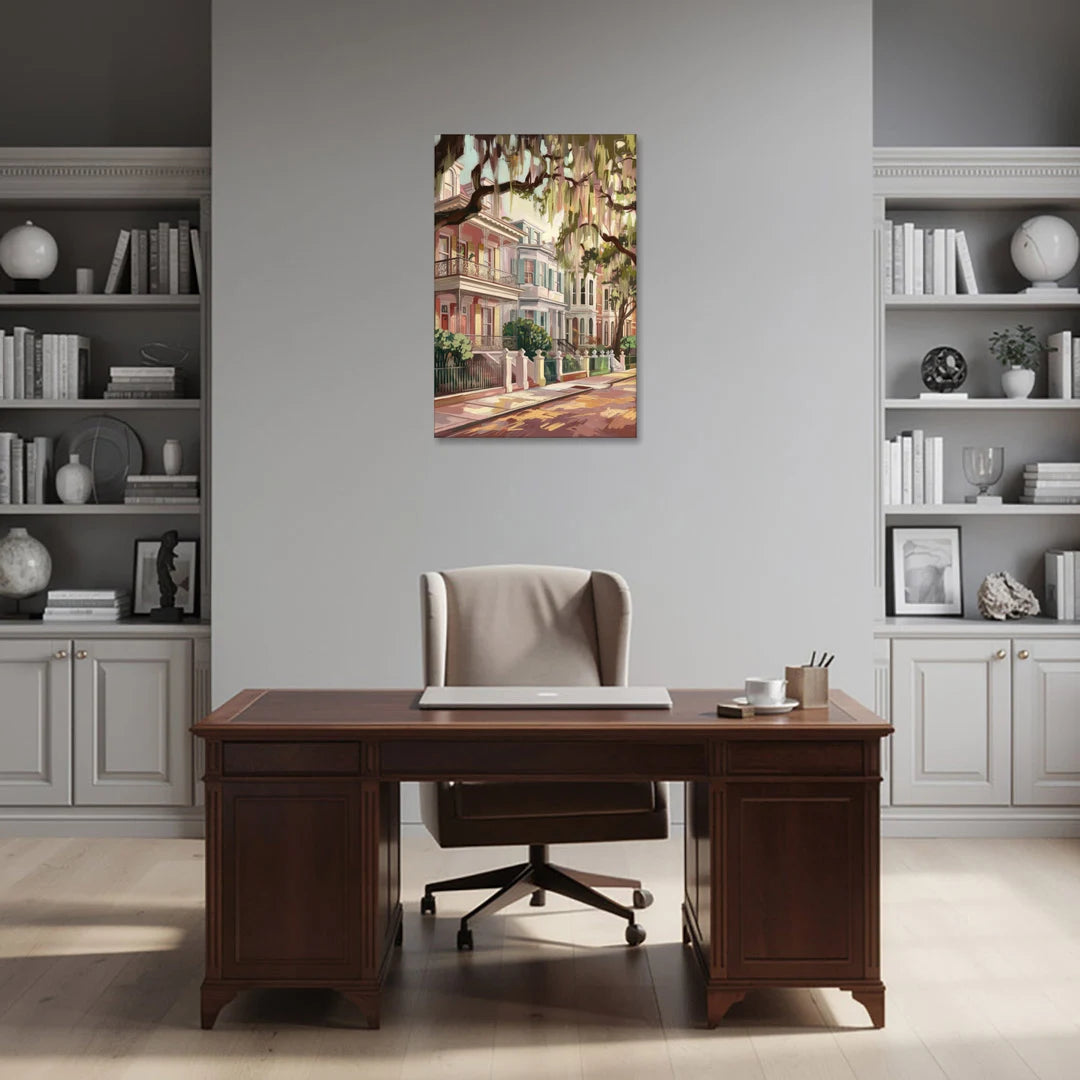 Savannah Historic Homes - Canvas Wall Art - Office - 24x36