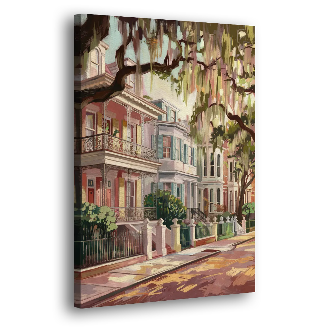 Savannah Historic Homes Side - Canvas Wall Art