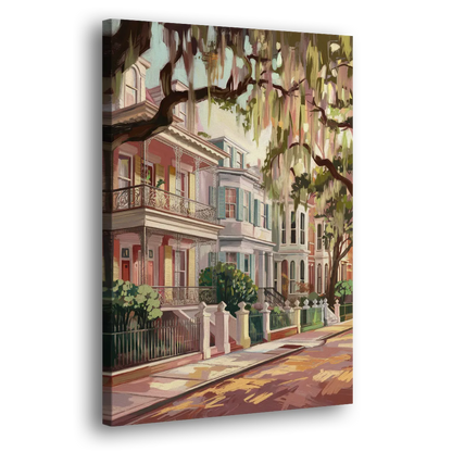 Savannah Historic Homes Side - Canvas Wall Art