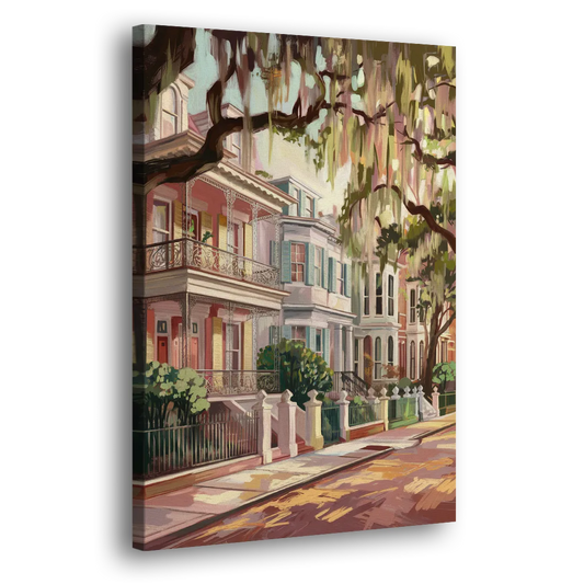 Savannah Historic Homes Side - Canvas Wall Art