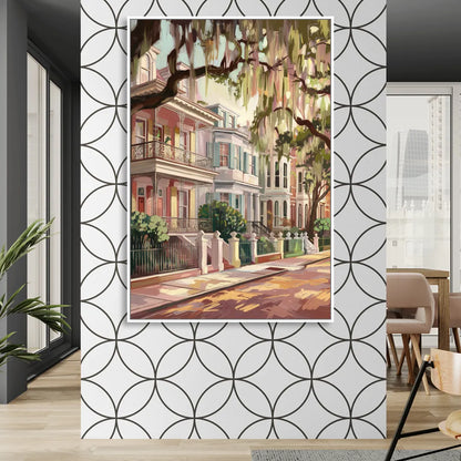 Savannah Historic Homes Sitting Room - White Canvas Wall Art