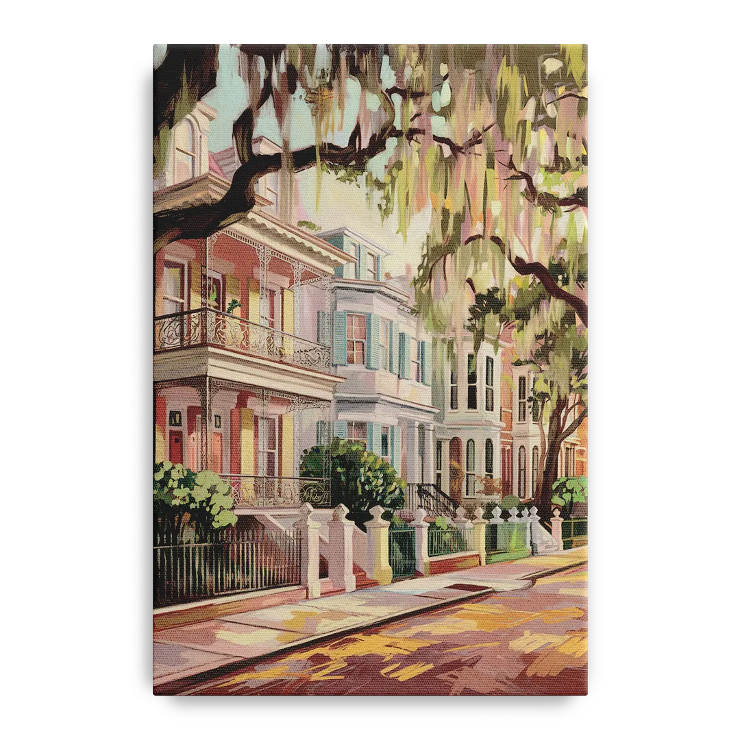 Savannah Historic Homes Front - Canvas Wall Art