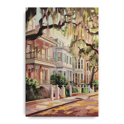 Savannah Historic Homes Front - Canvas Wall Art