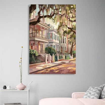 Savannah Historic Homes Sitting Room - Canvas Wall Art
