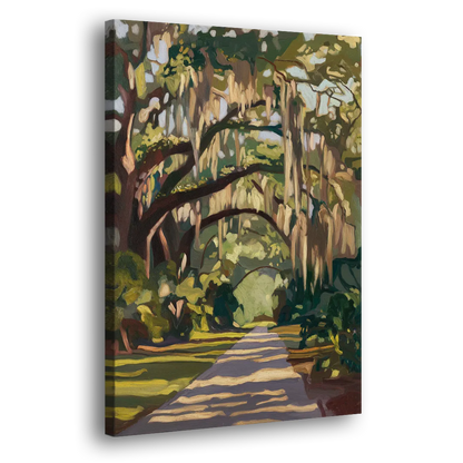 Savannah Oak Trees and Moss Side - Canvas Wall Art