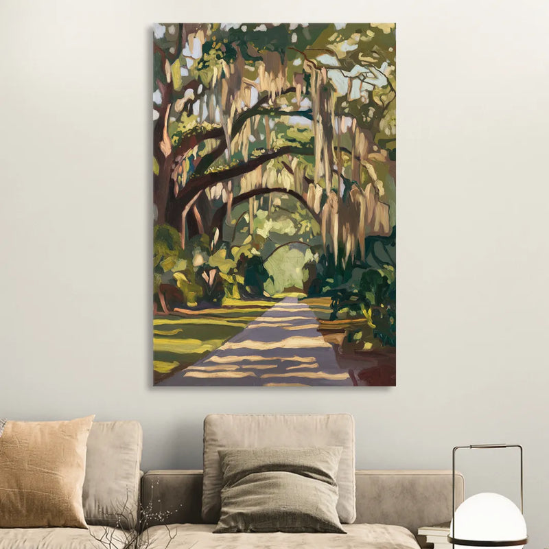Savannah Oak Trees and Moss Sitting Room - Canvas Wall Art