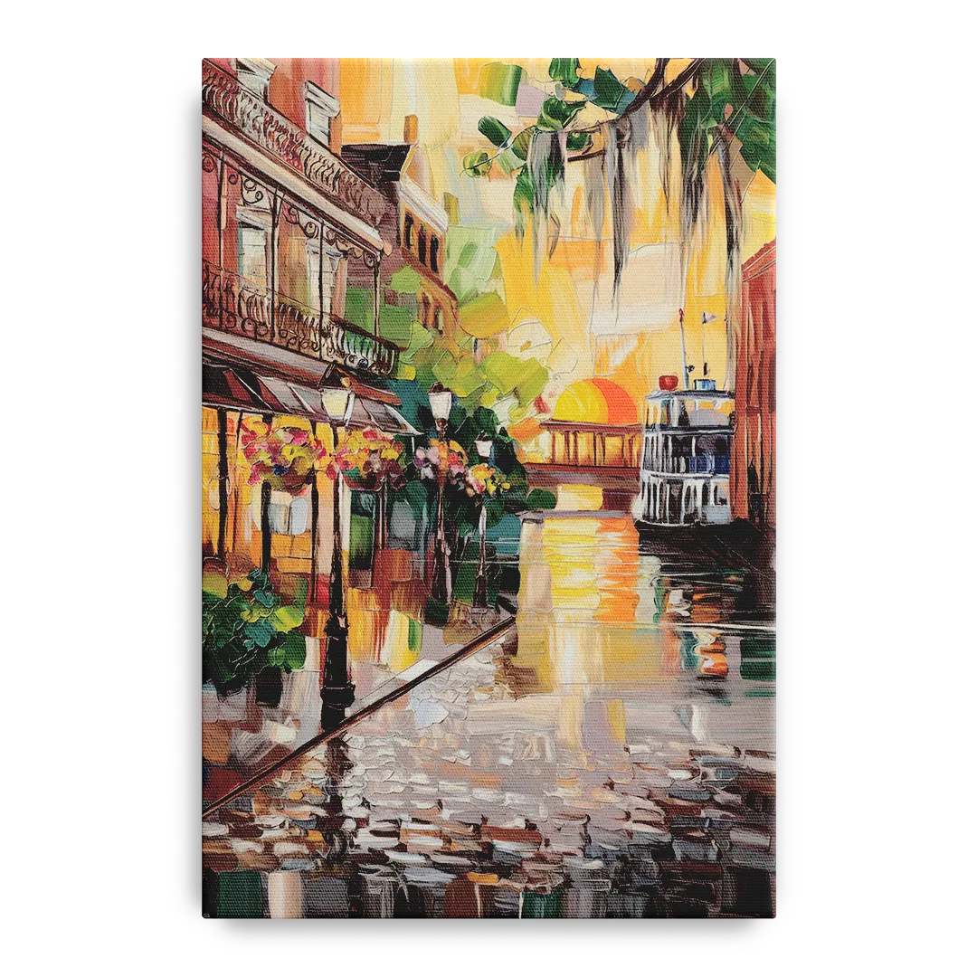 Savannah River Street Vibes Front - Canvas Wall Art