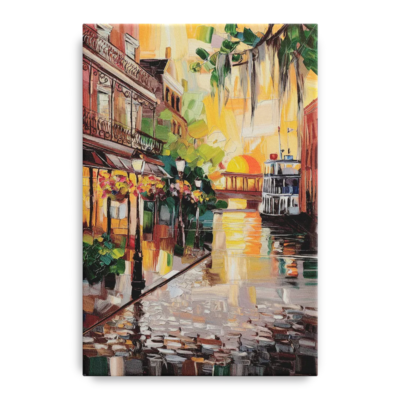 Savannah River Street Vibes Front - Canvas Wall Art