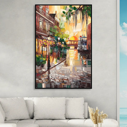 Savannah River Street Vibes Sitting Room - Black Canvas Wall Art