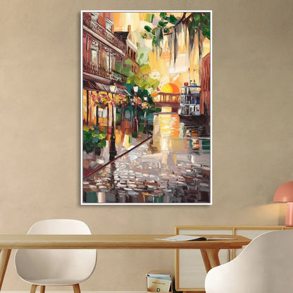Savannah River Street Vibes Sitting Room - White Canvas Wall Art