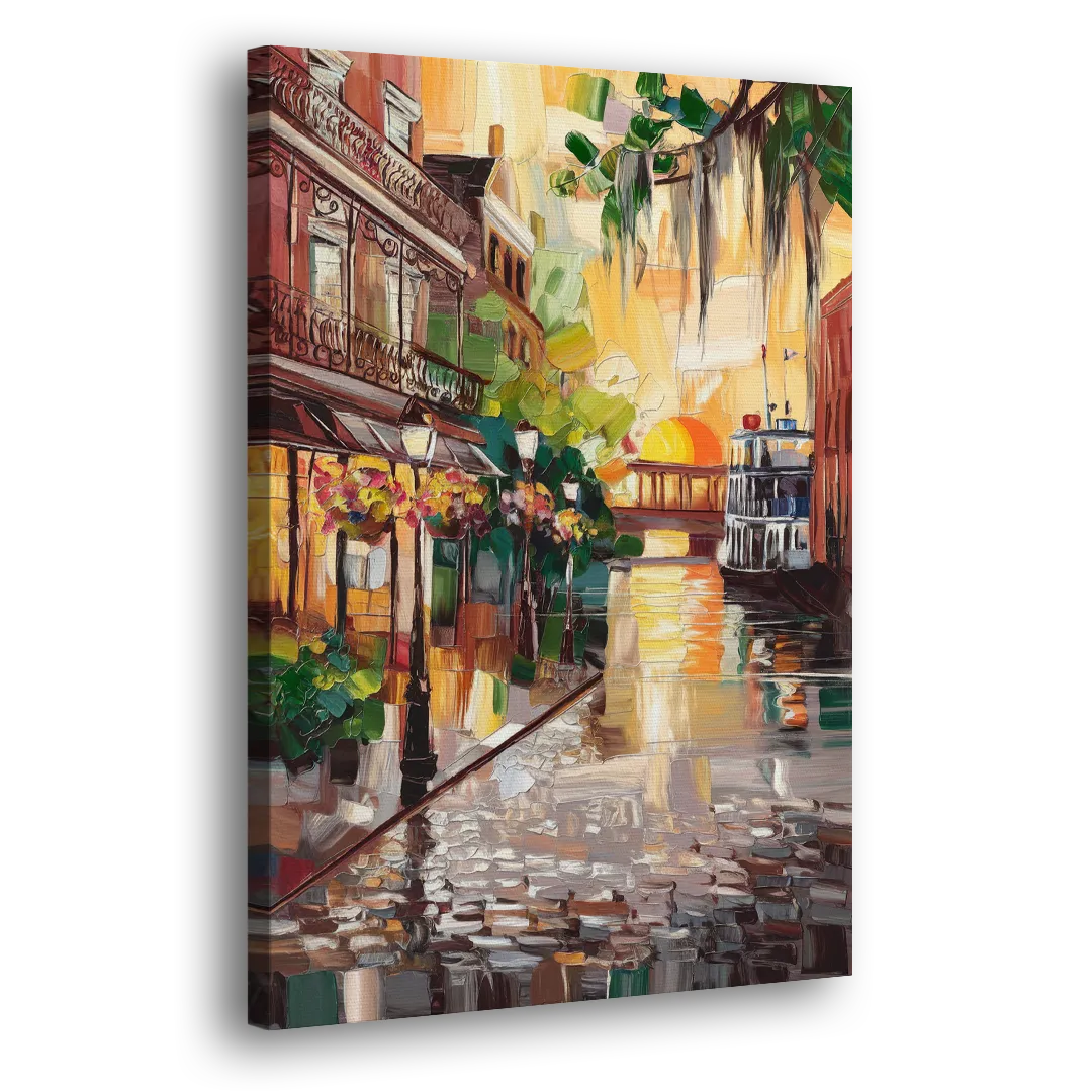 Savannah River Street Vibes Side - Canvas Wall Art
