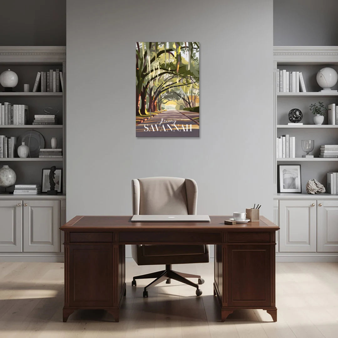 Savannah Spanish Moss Streets - Canvas Wall Art - Office - 24x36