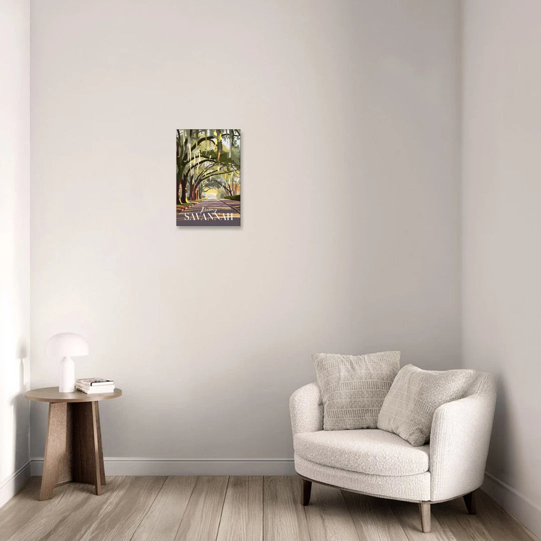 Savannah Spanish Moss Streets - Canvas Wall Art - Sofa - 12x18