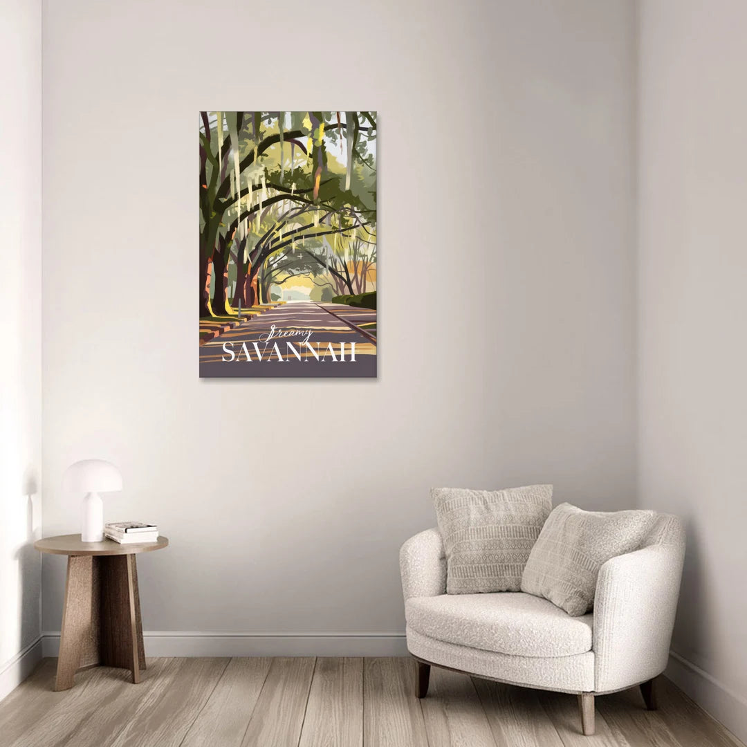 Savannah Spanish Moss Streets - Canvas Wall Art - Sofa - 24x36