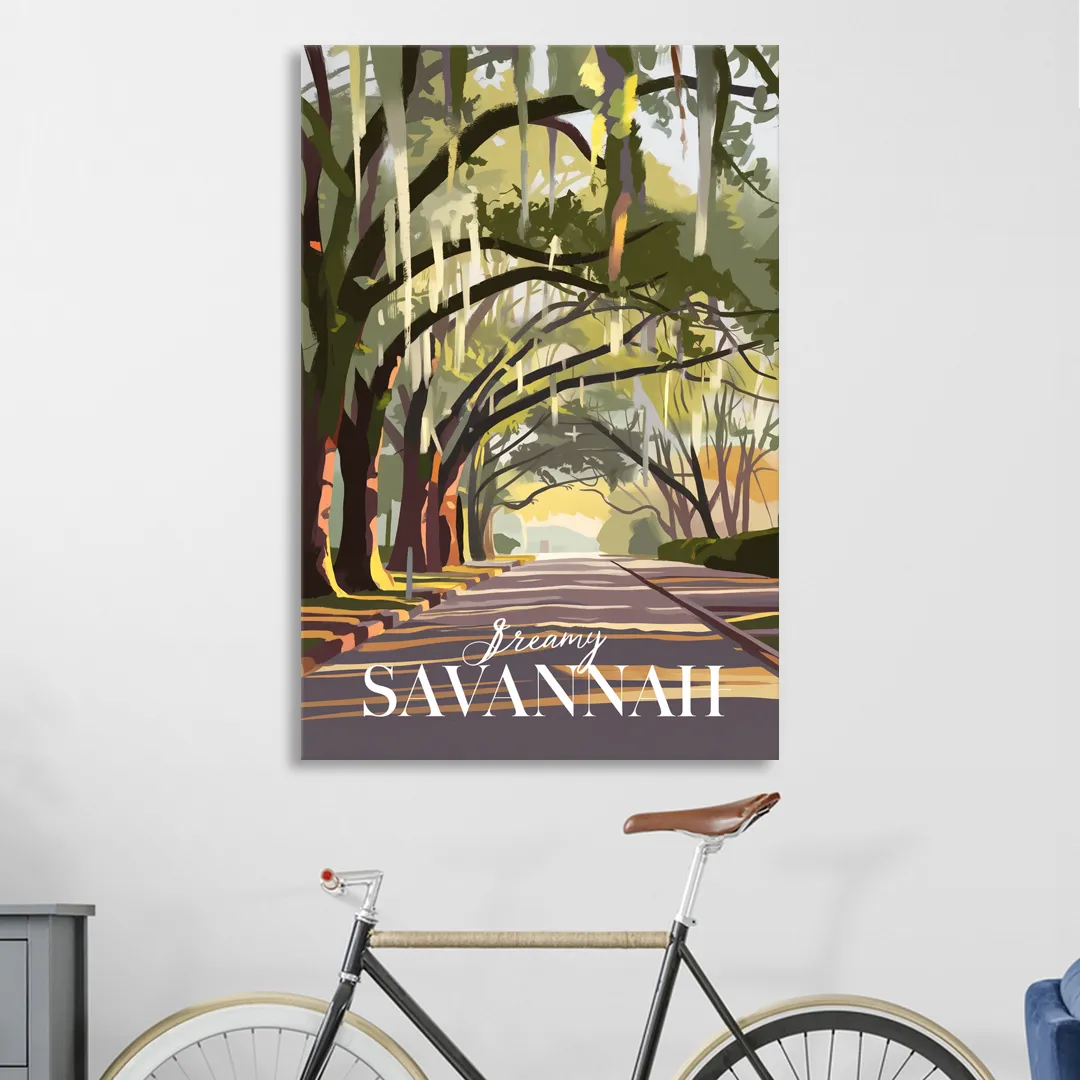 Savannah Spanish Moss Streets Living Room - Canvas Wall Art
