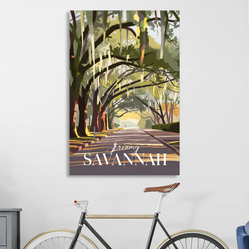 Savannah Spanish Moss Streets Living Room - Canvas Wall Art