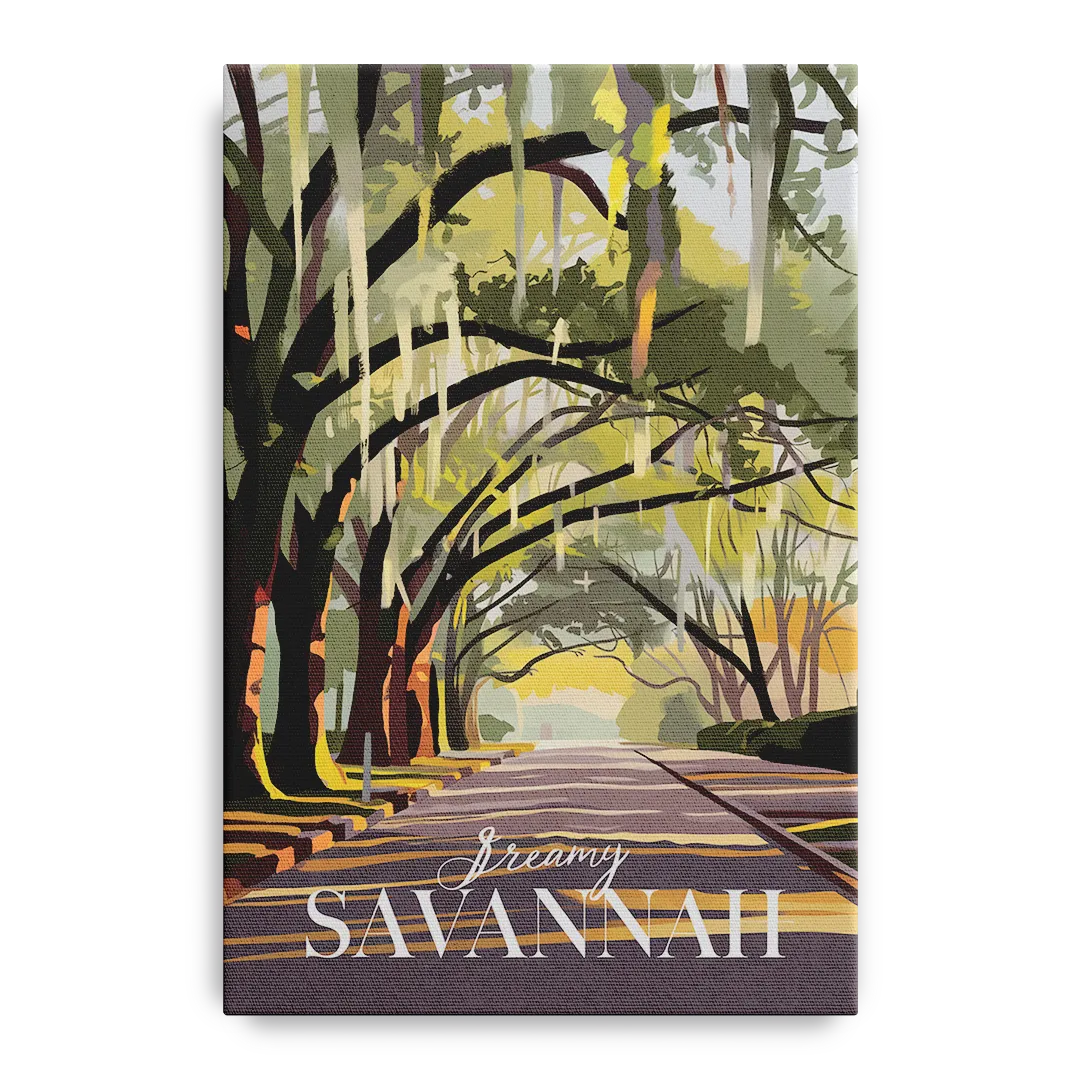 Savannah Spanish Moss Streets Front - Canvas Wall Art