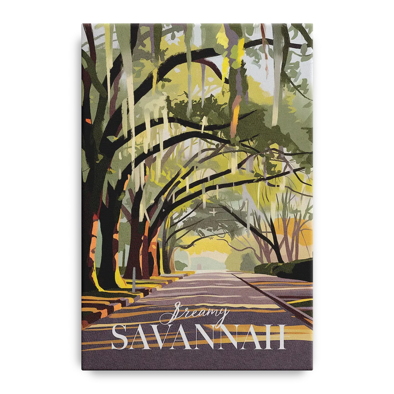 Savannah Spanish Moss Streets Front - Canvas Wall Art