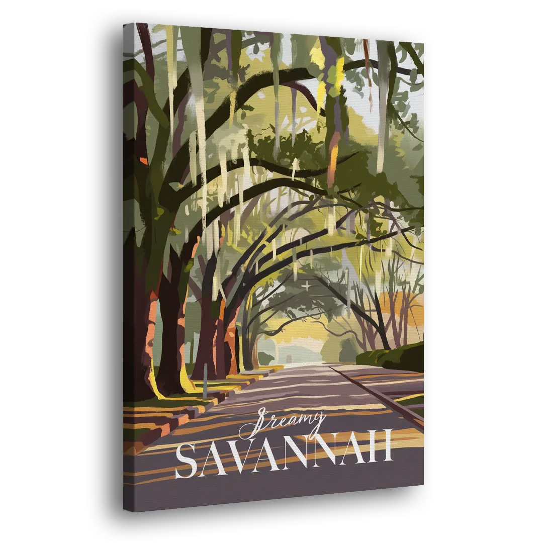 Savannah Spanish Moss Streets Side - Canvas Wall Art