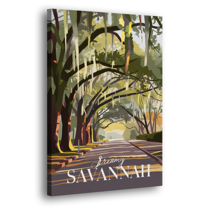 Savannah Spanish Moss Streets Side - Canvas Wall Art