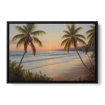Sayulita Beach Sunset Front - Black Canvas Wall Art