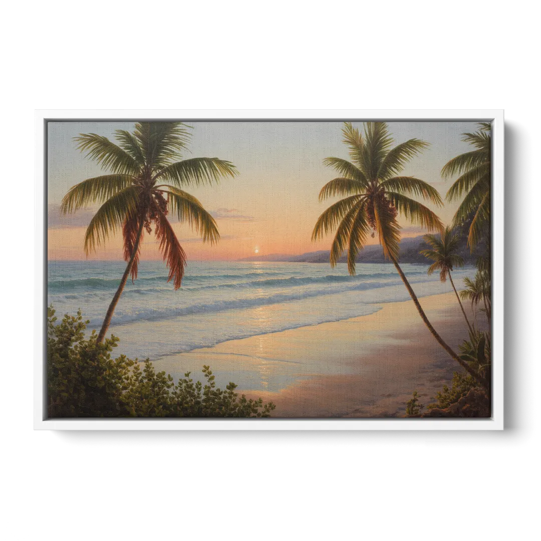 Sayulita Beach Sunset Front - White Canvas Wall Art