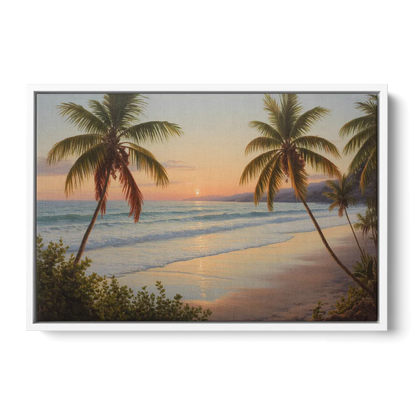Sayulita Beach Sunset Front - White Canvas Wall Art