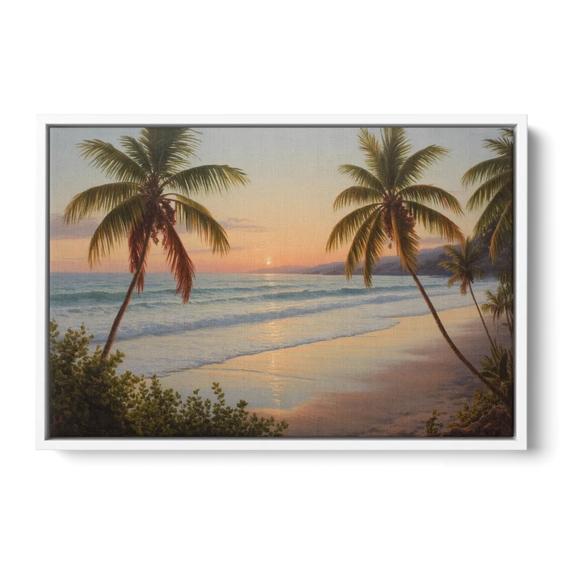 Sayulita Beach Sunset Front - White Canvas Wall Art
