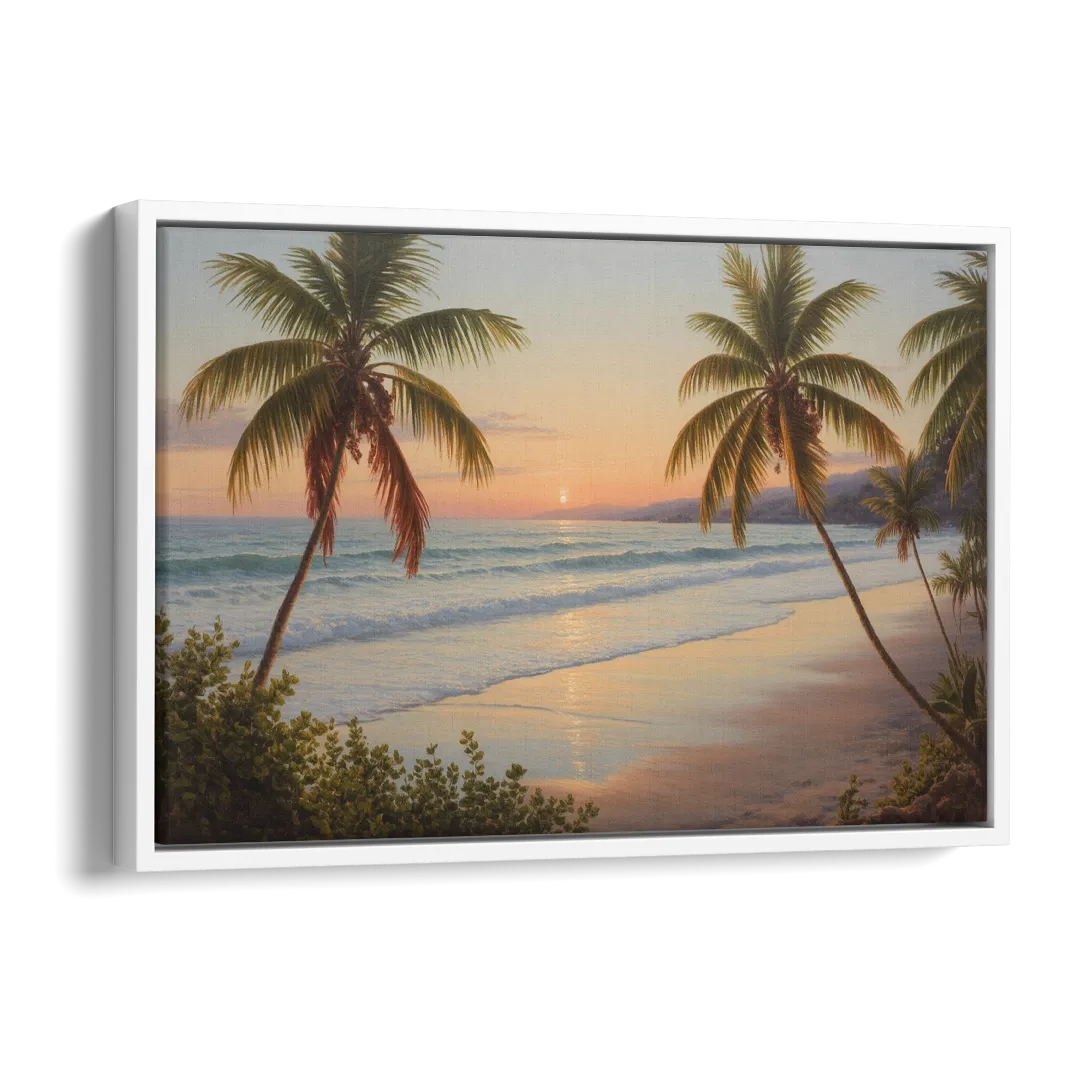 Sayulita Beach Sunset Side - White Canvas Wall Art