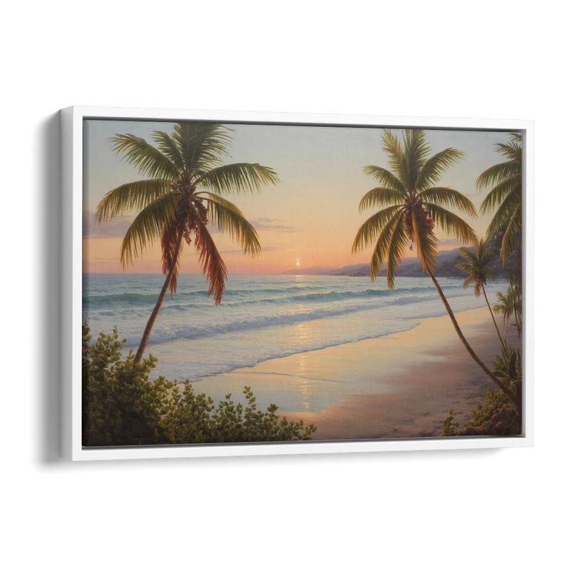Sayulita Beach Sunset Side - White Canvas Wall Art