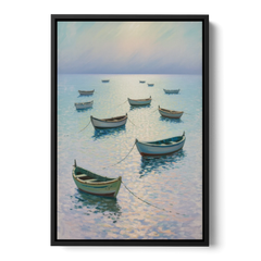 Sayulita Fishing Boats - Black Framed Canvas Wall Art - Front