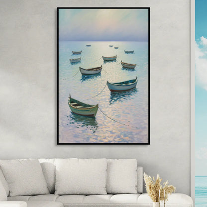 Sayulita Fishing Boats Sitting Room - Black Canvas Wall Art