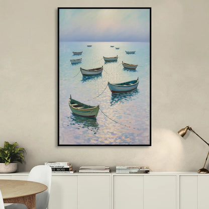 Sayulita Fishing Boats Living Room - Black Canvas Wall Art