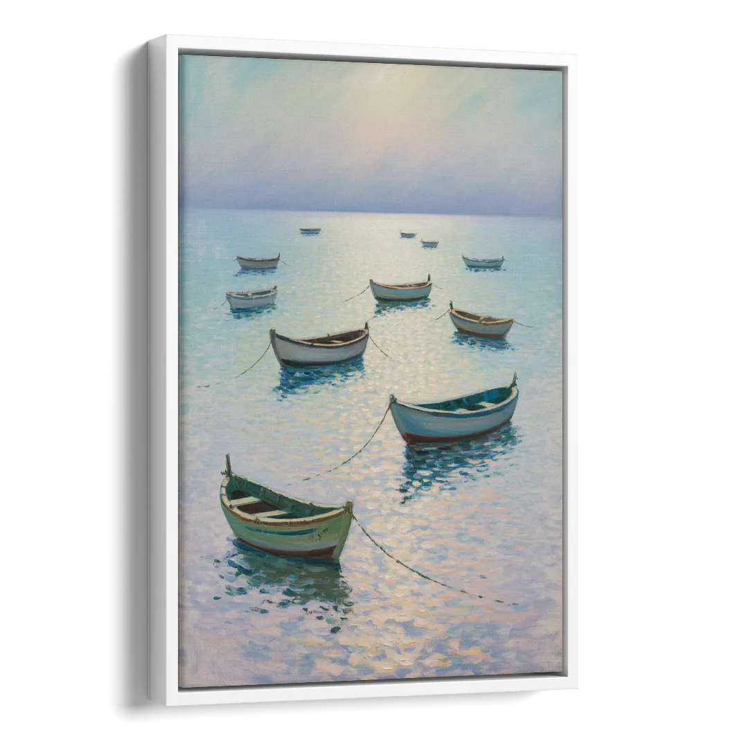 Sayulita Fishing Boats Side - White Canvas Wall Art