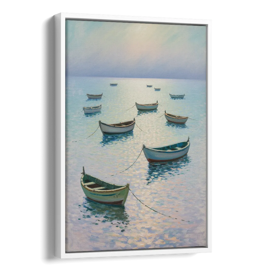 Sayulita Fishing Boats Side - White Canvas Wall Art