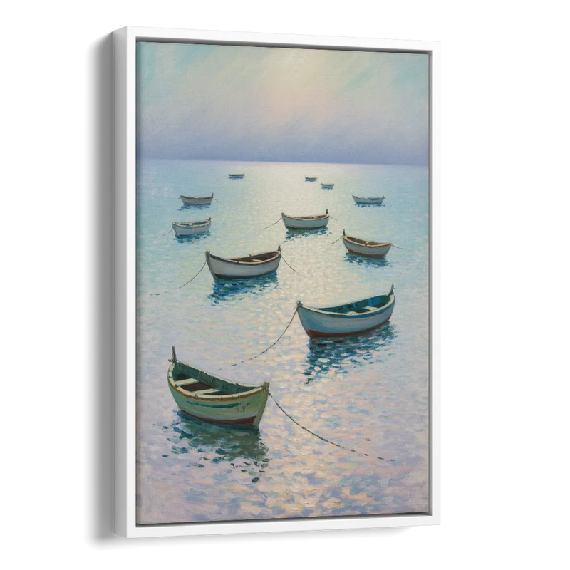 Sayulita Fishing Boats Side - White Canvas Wall Art