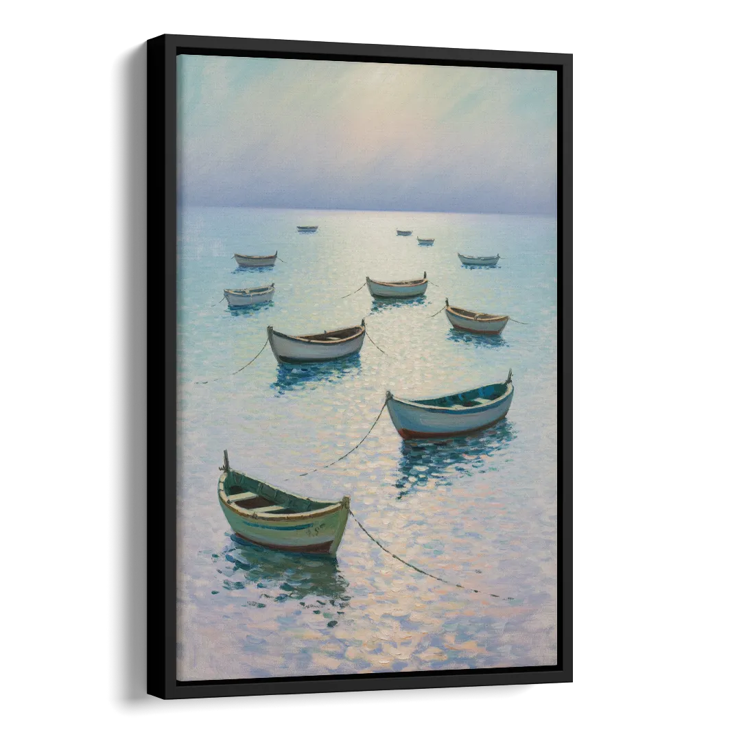 Sayulita Fishing Boats Side - Black Canvas Wall Art