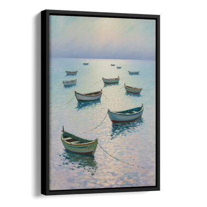 Sayulita Fishing Boats Side - Black Canvas Wall Art