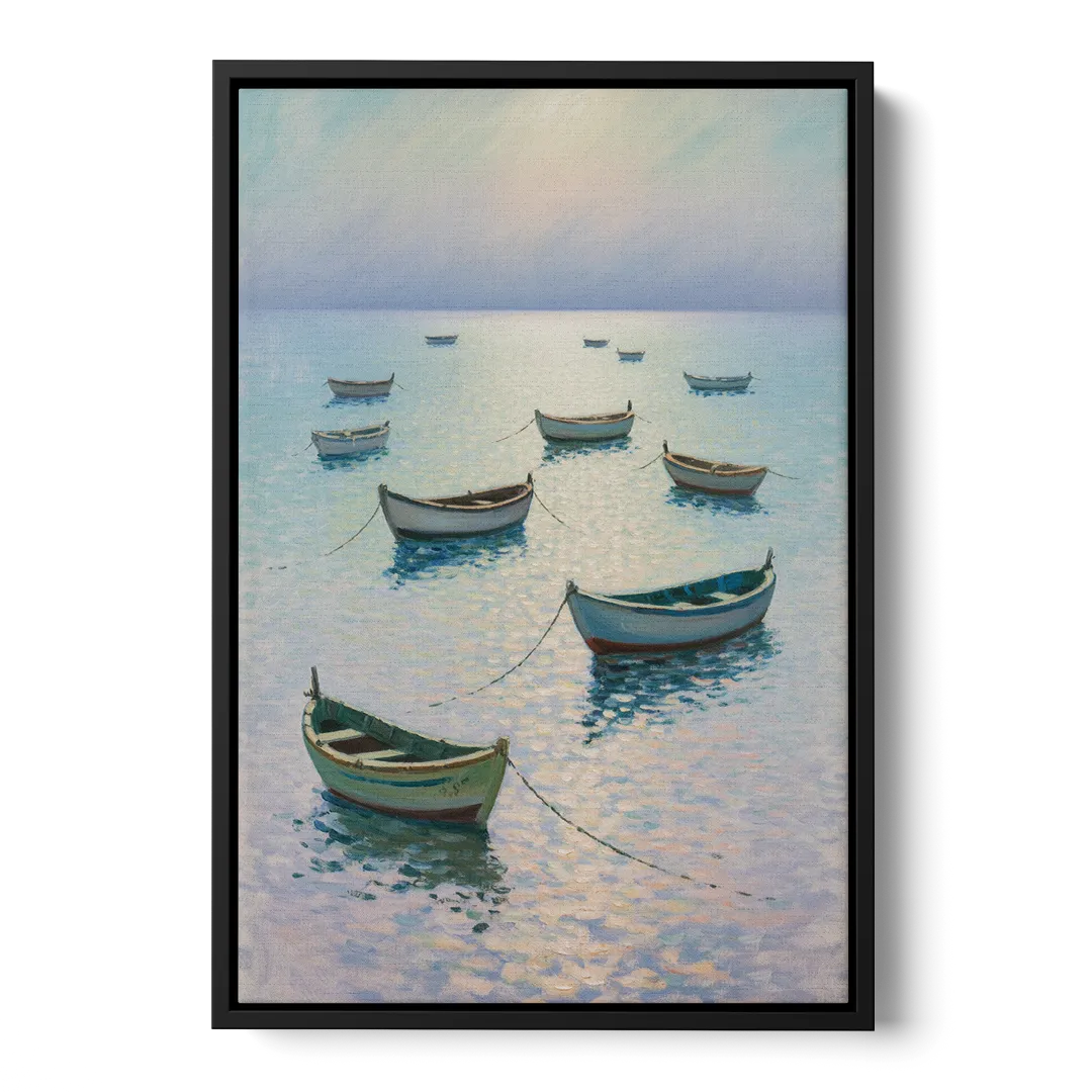 Sayulita Fishing Boats Front - Black Canvas Wall Art