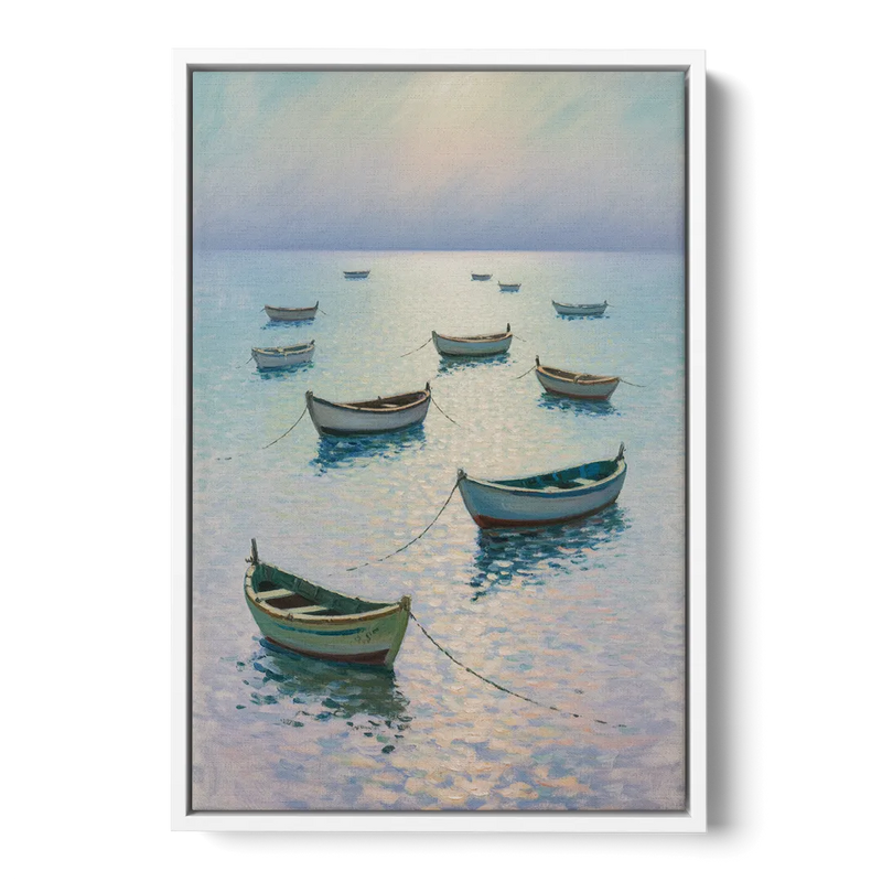 Sayulita Fishing Boats Front - White Canvas Wall Art