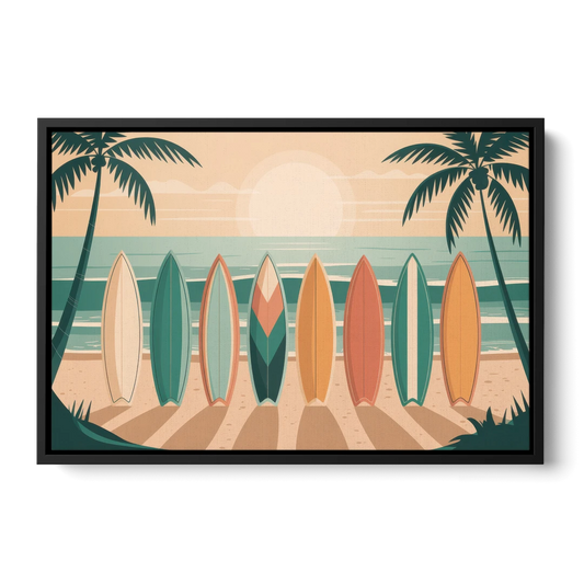 Sayulita Surfboards - Black Framed Canvas Wall Art - Front