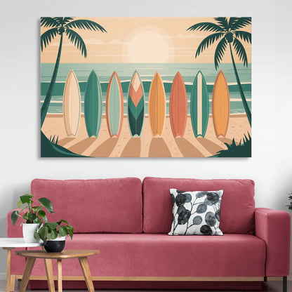 Sayulita Surfboards Sitting Room - Canvas Wall Art