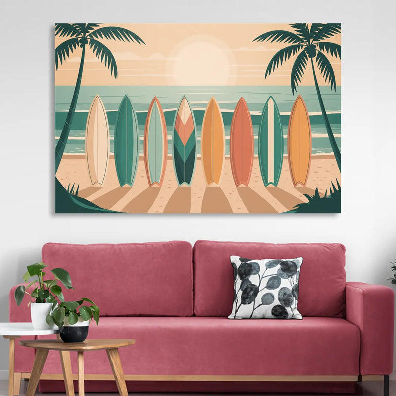Sayulita Surfboards Sitting Room - Canvas Wall Art