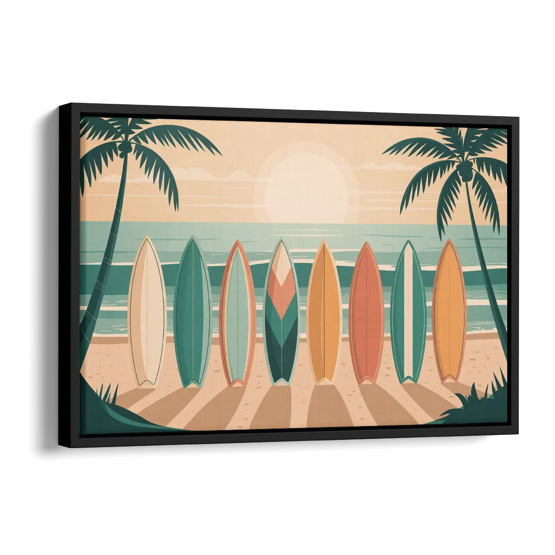 Sayulita Surfboards Side - Black Canvas Wall Art