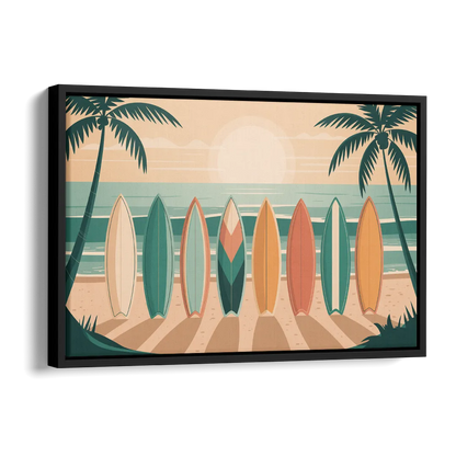 Sayulita Surfboards Side - Black Canvas Wall Art