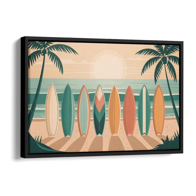 Sayulita Surfboards Side - Black Canvas Wall Art