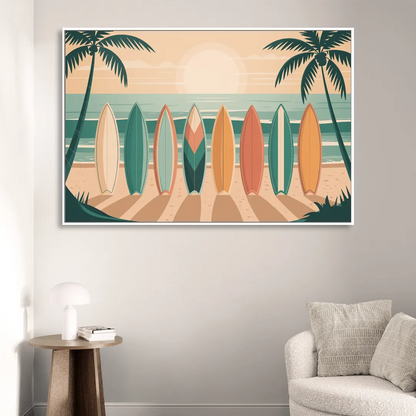 Sayulita Surfboards Living Room - White Canvas Wall Art